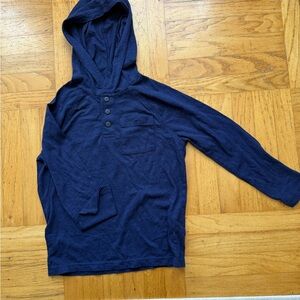 Old Navy Navy Blue Long Sleeve Hooded Henley Tee for Kids